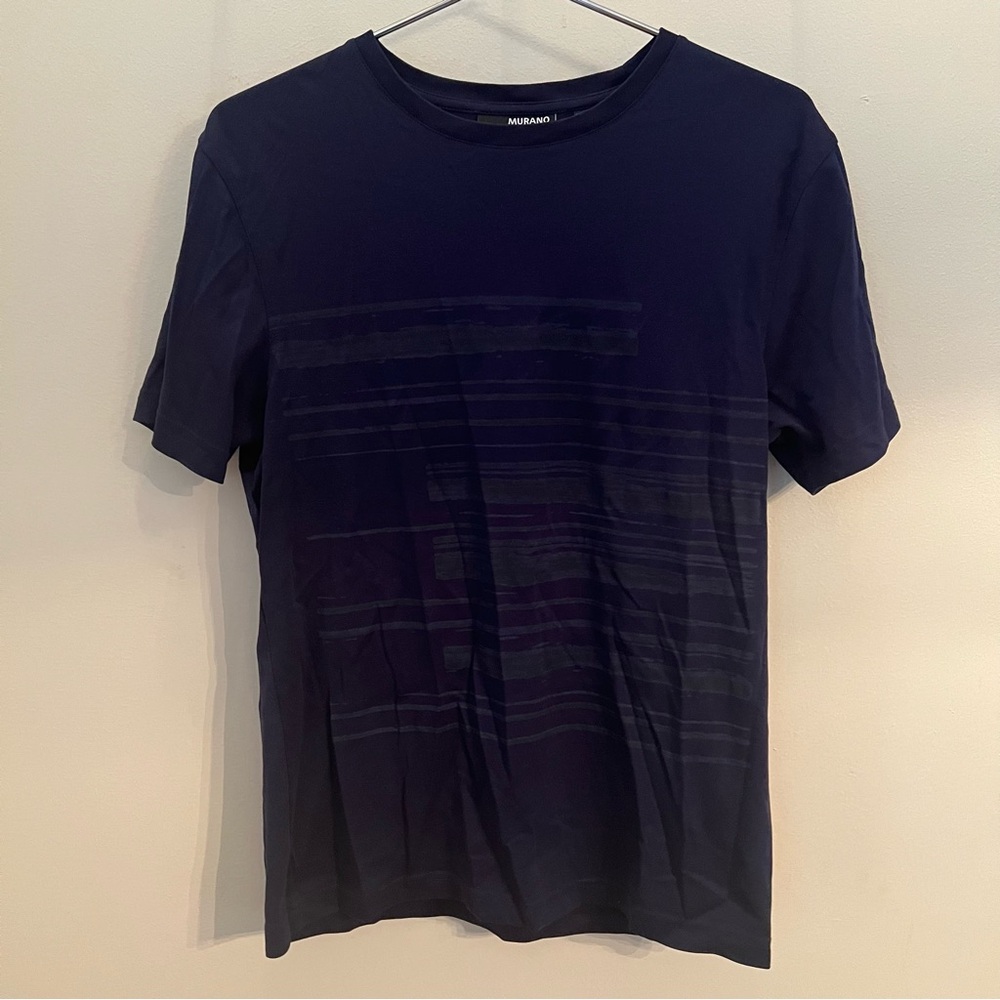 Murano Men’s Slim Fit Deep Blue Sort Sleeve Shirt Size Medium